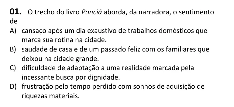 Recorte da questão 1 no caderno Tipo 1