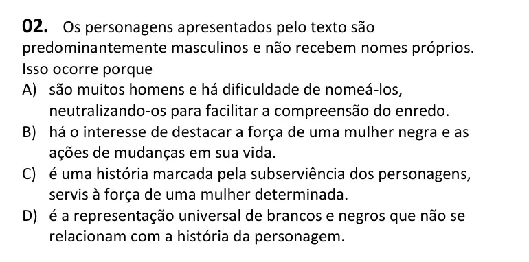 Recorte da questão 2 no caderno Tipo 1
