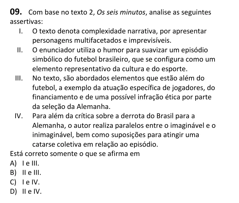 Recorte da questão 9 no caderno Tipo 1