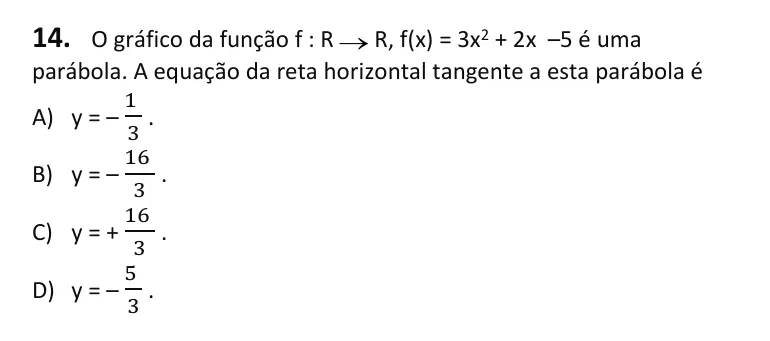 Recorte da questão 14 no caderno Tipo 1