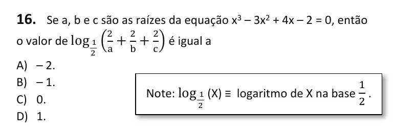 Recorte da questão 16 no caderno Tipo 1