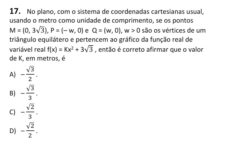 Recorte da questão 17 no caderno Tipo 1