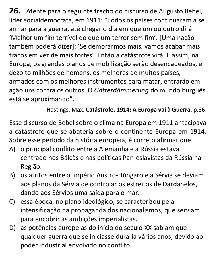 Recorte da questão 26 no caderno Tipo 1