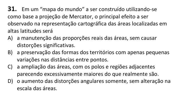 Recorte da questão 31 no caderno Tipo 1