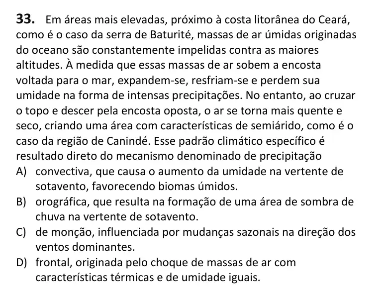 Recorte da questão 33 no caderno Tipo 1