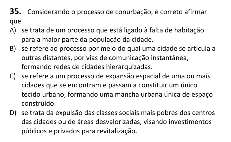 Recorte da questão 35 no caderno Tipo 1