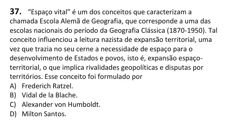 Recorte da questão 37 no caderno Tipo 1