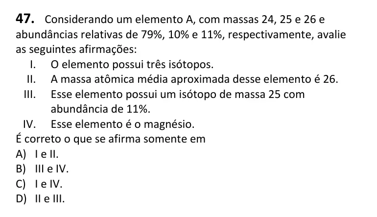 Recorte da questão 47 no caderno Tipo 1