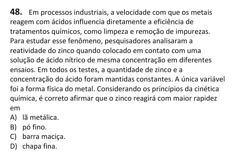 Recorte da questão 48 no caderno Tipo 1