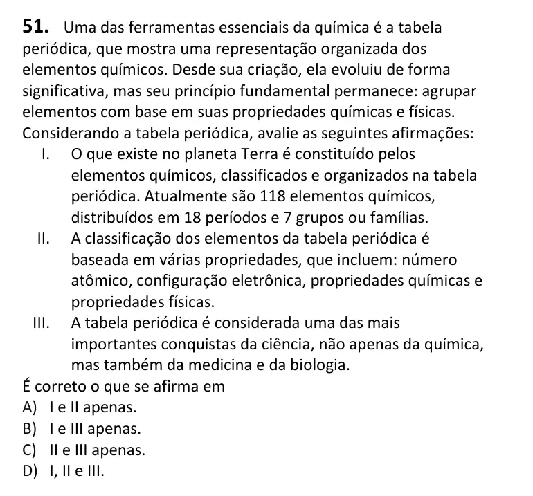 Recorte da questão 51 no caderno Tipo 1