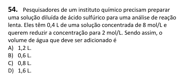 Recorte da questão 54 no caderno Tipo 1