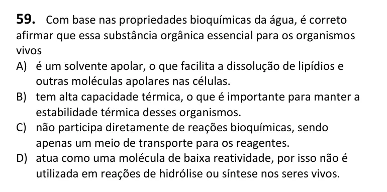 Recorte da questão 59 no caderno Tipo 1