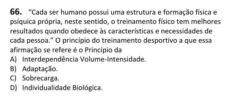 Recorte da questão 66 no caderno Tipo 1