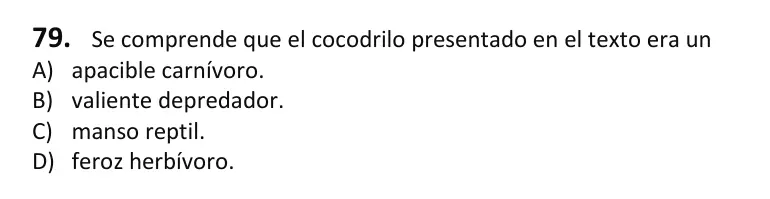 Recorte da questão 79 no caderno Tipo 1