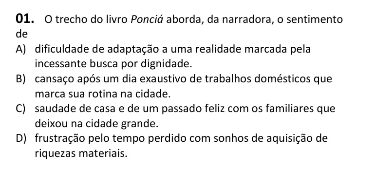 Recorte da questão 1 no caderno Tipo 2