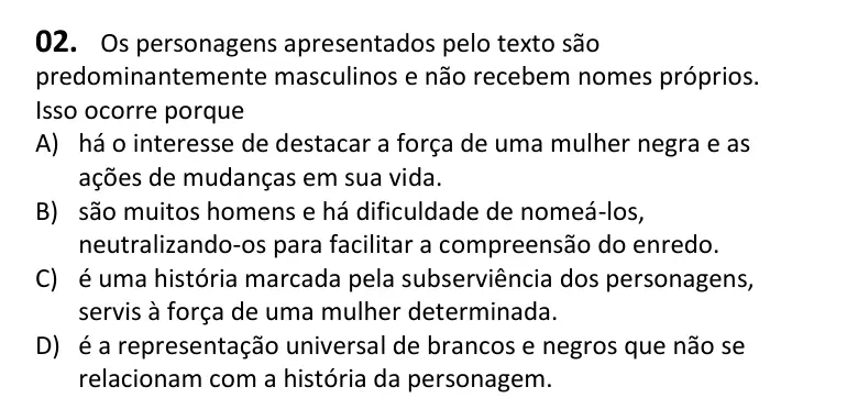 Recorte da questão 2 no caderno Tipo 2