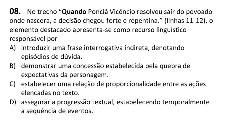 Recorte da questão 8 no caderno Tipo 2