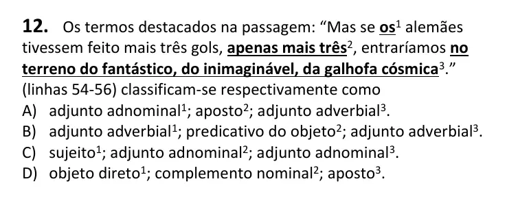 Recorte da questão 12 no caderno Tipo 2