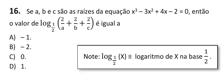 Recorte da questão 16 no caderno Tipo 2