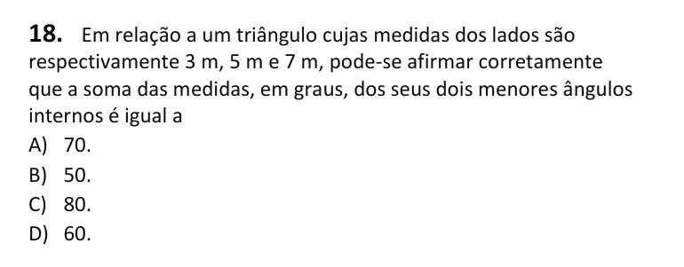 Recorte da questão 18 no caderno Tipo 2