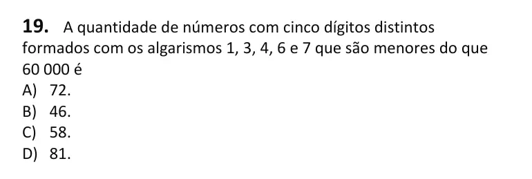 Recorte da questão 19 no caderno Tipo 2