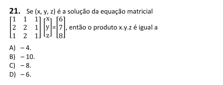 Recorte da questão 21 no caderno Tipo 2