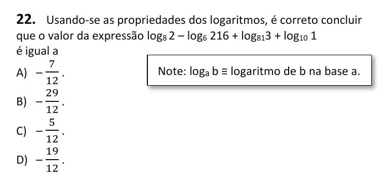 Recorte da questão 22 no caderno Tipo 2
