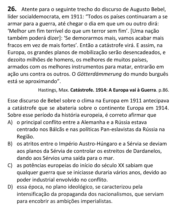 Recorte da questão 26 no caderno Tipo 2