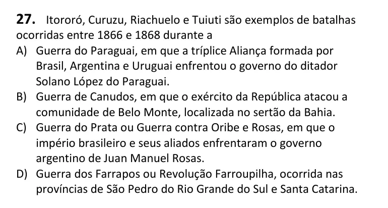 Recorte da questão 27 no caderno Tipo 2