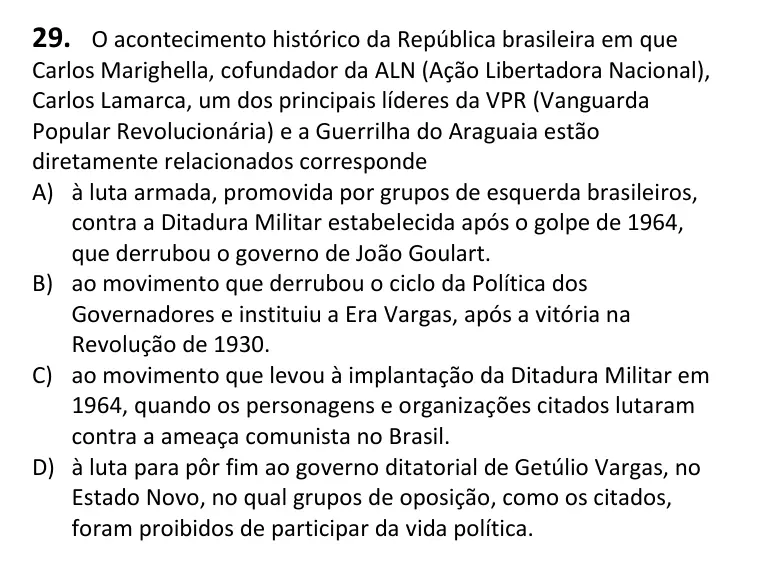 Recorte da questão 29 no caderno Tipo 2