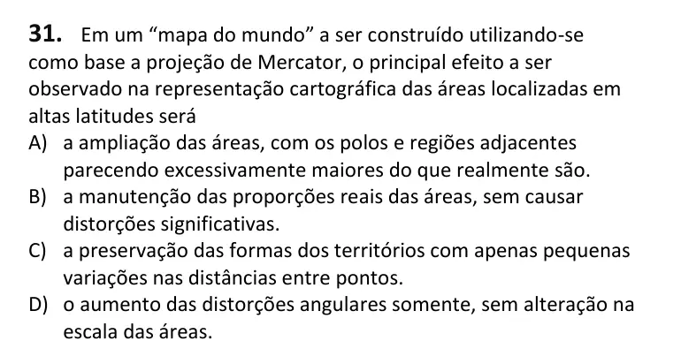 Recorte da questão 31 no caderno Tipo 2