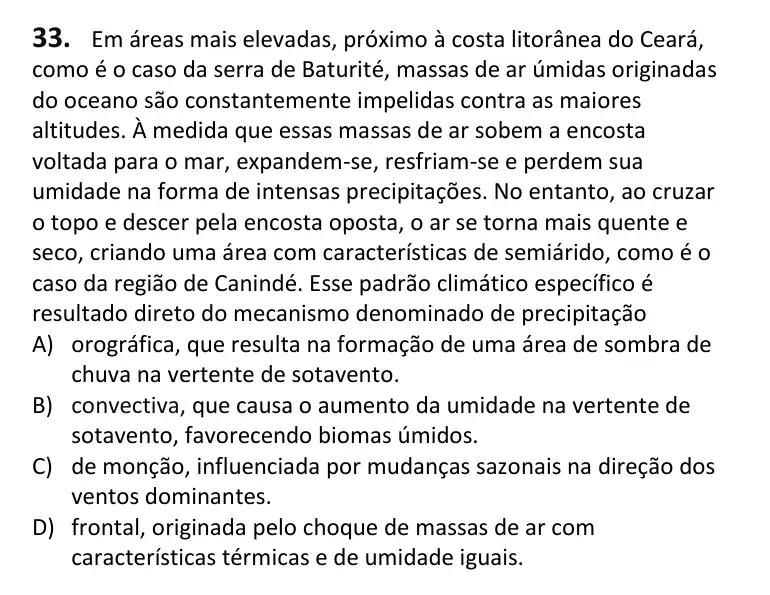 Recorte da questão 33 no caderno Tipo 2