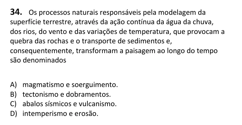 Recorte da questão 34 no caderno Tipo 2