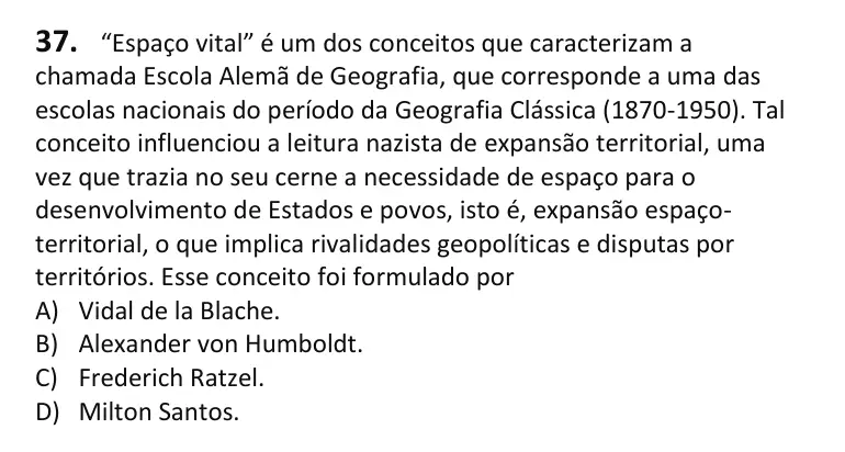 Recorte da questão 37 no caderno Tipo 2