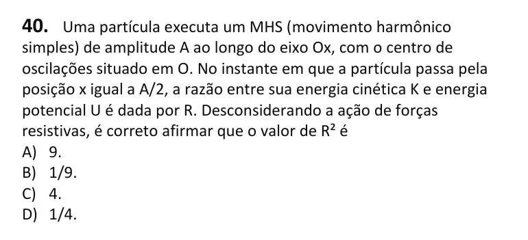 Recorte da questão 40 no caderno Tipo 2