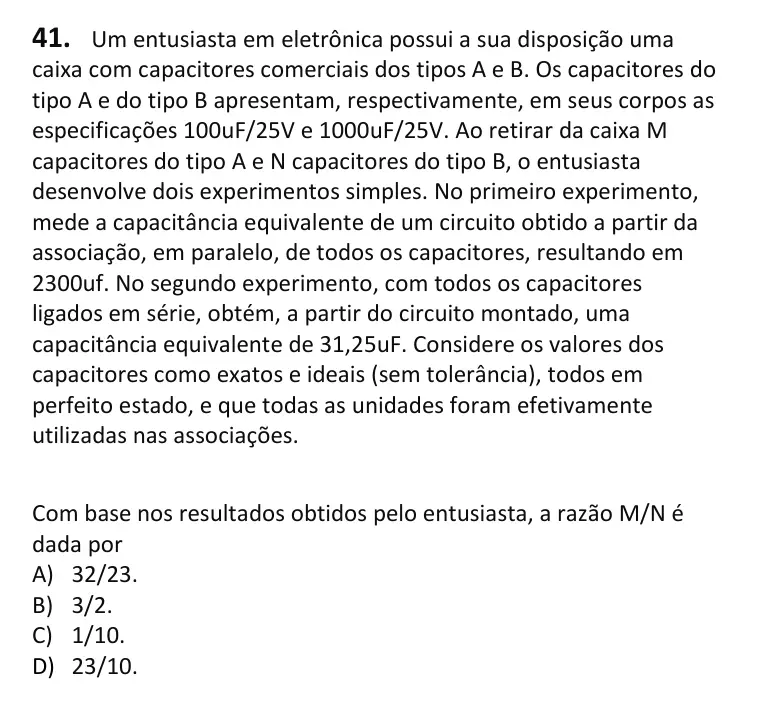 Recorte da questão 41 no caderno Tipo 2