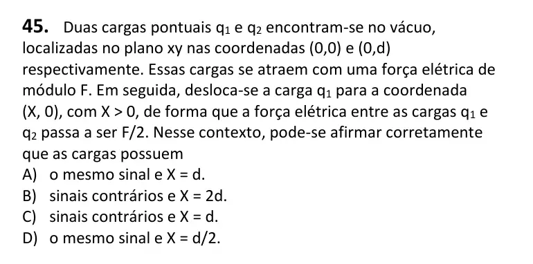 Recorte da questão 45 no caderno Tipo 2