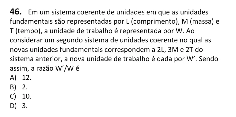 Recorte da questão 46 no caderno Tipo 2