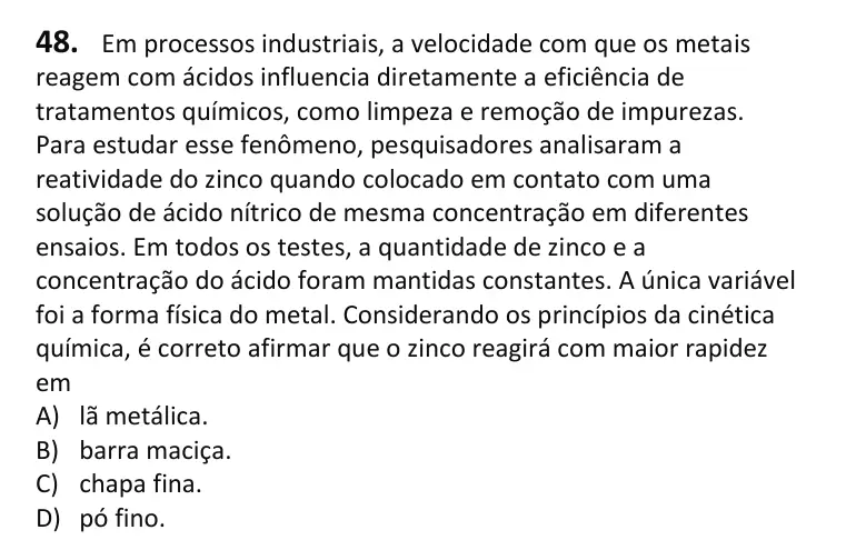 Recorte da questão 48 no caderno Tipo 2