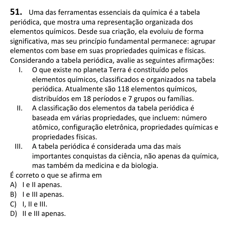 Recorte da questão 51 no caderno Tipo 2