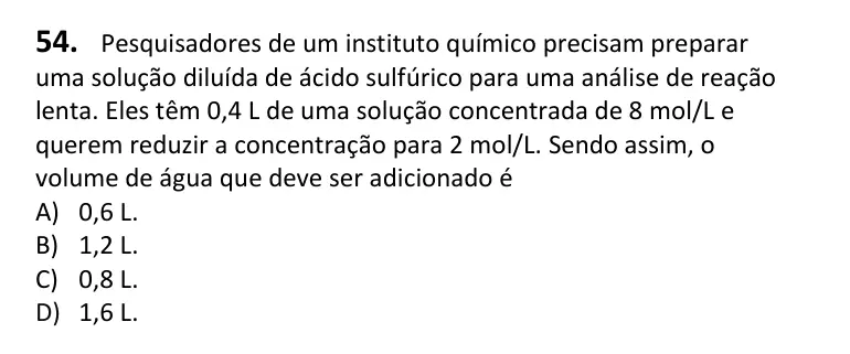 Recorte da questão 54 no caderno Tipo 2