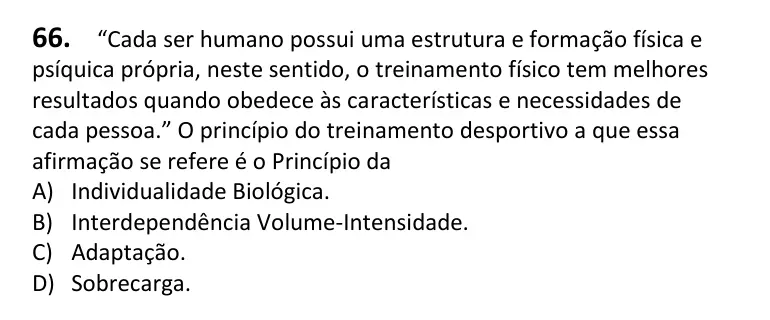 Recorte da questão 66 no caderno Tipo 2