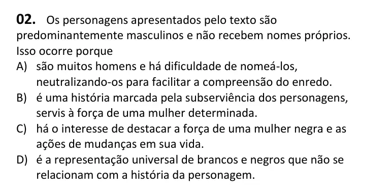 Recorte da questão 2 no caderno Tipo 3