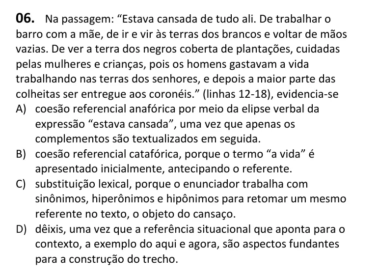 Recorte da questão 6 no caderno Tipo 3