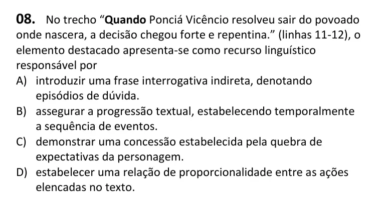 Recorte da questão 8 no caderno Tipo 3