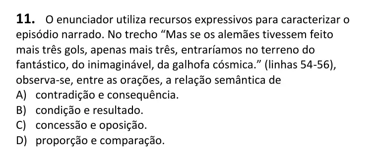 Recorte da questão 11 no caderno Tipo 3