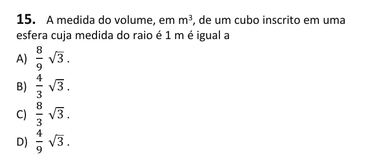Recorte da questão 15 no caderno Tipo 3