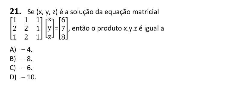 Recorte da questão 21 no caderno Tipo 3