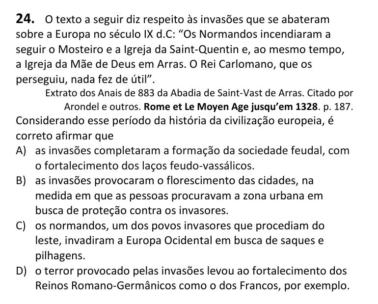 Recorte da questão 24 no caderno Tipo 3