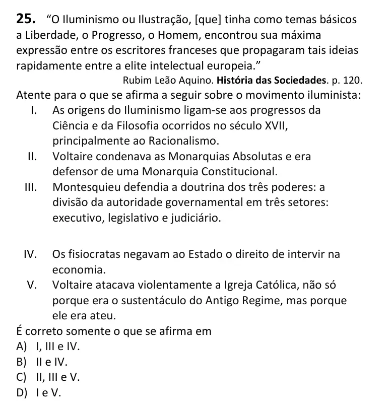 Recorte da questão 25 no caderno Tipo 3